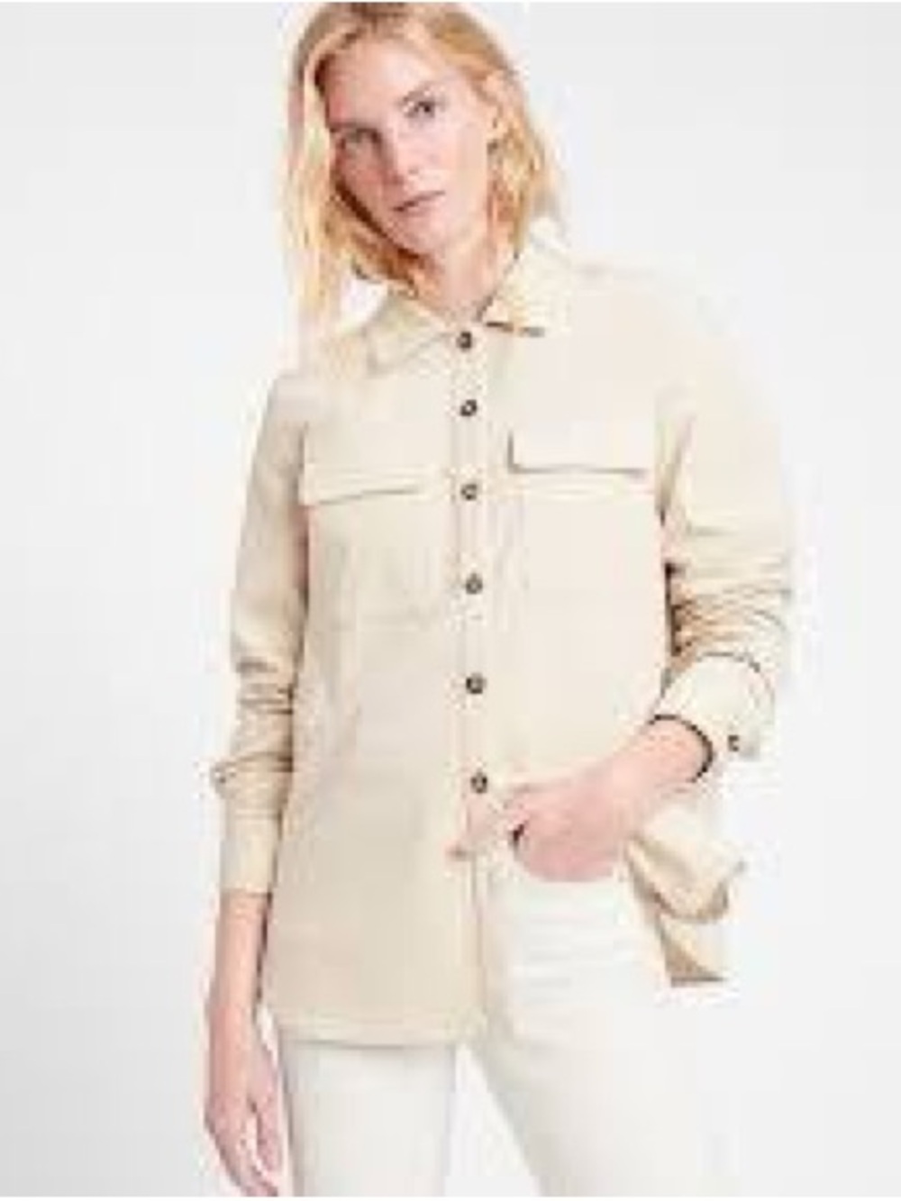 Banana Republic Utility Button-Down Shirt – Cream, Nuetral